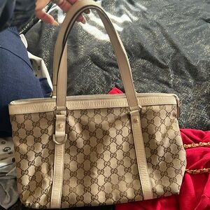 Authentic white trim gucci bag